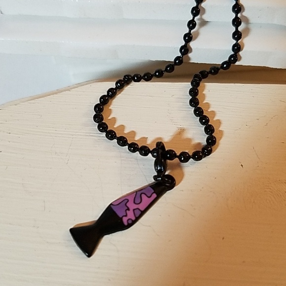 Black Beaded Necklace Lava Lamp Charm 22" - Picture 1 of 2
